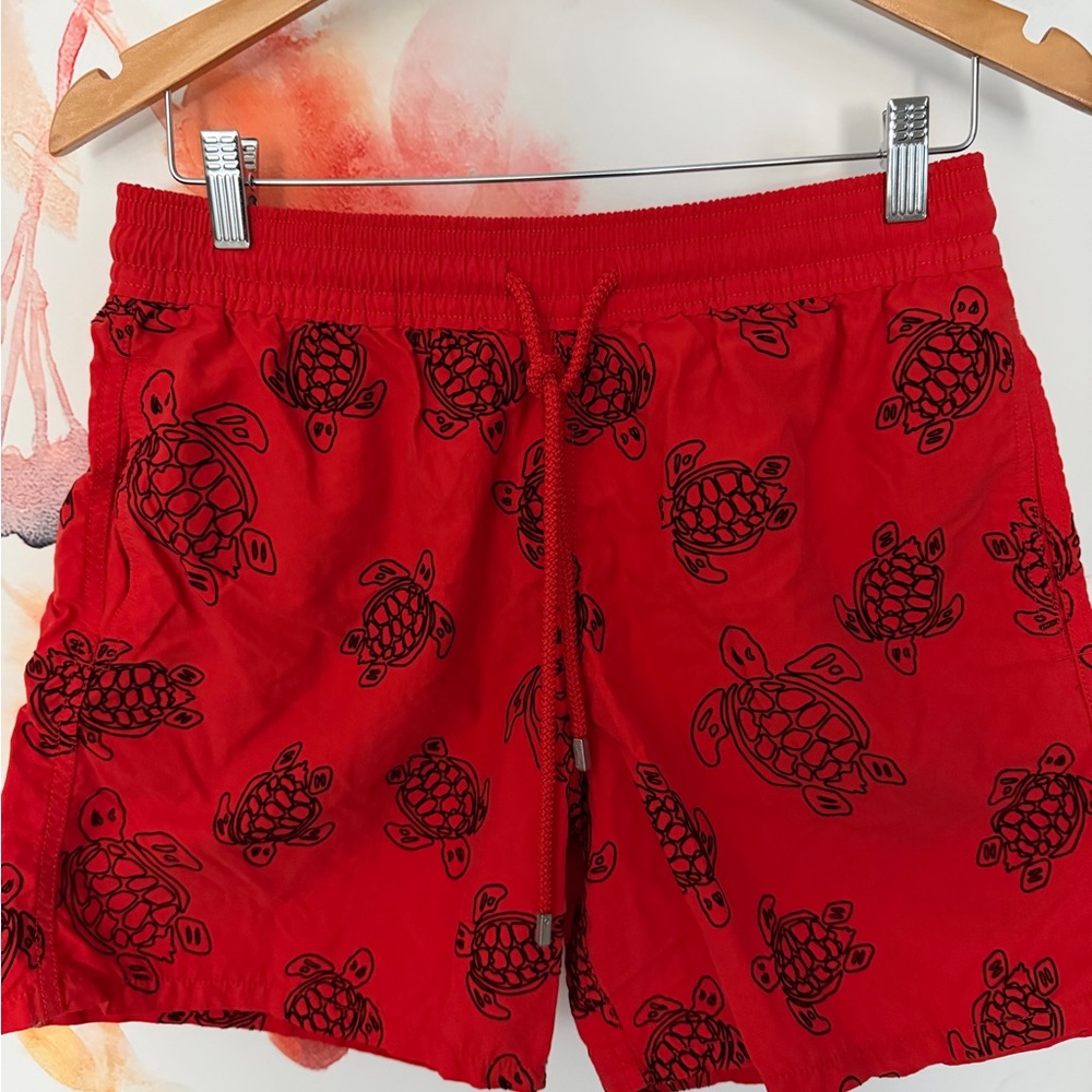 Vilebrequin’s ‘Moorea’ Red Swim Shorts with Turtle Print - Picture 4 of 4
